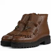 Ghete dama calapod normal, Glemis, piele naturala - Model: Stupina, Culoare: Maro Box, Marime: 38 (25 cm)