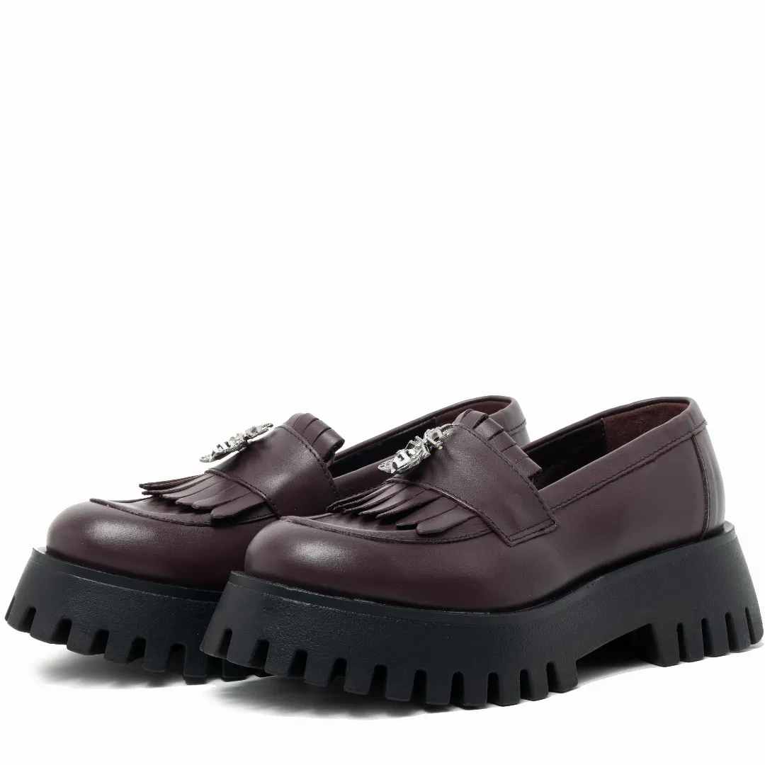 Mocasini dama, Glemis, piele naturala - Model: IB-2610, Culoare: Bordo, Marime: 38 (25 cm)