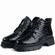 Ghete dama calapod lat, Glemis, piele naturala - Cod: AS-2462, Culoare: Negru Lac, Marime: 38 (25.2 cm)