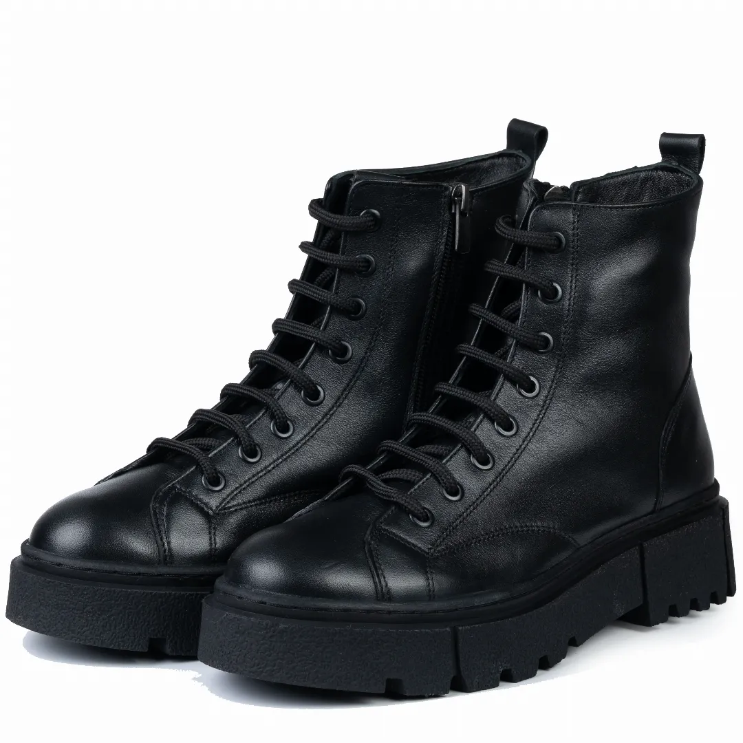 Ghete dama, Glemis, piele naturala - Cod: NE-428, Culoare: Negru Box, Marime: 38 (25 cm)