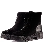 Ghete dama premium, Glemis, piele naturala intoarsa - Cod: PS-1075-V, Culoare: Negru, Marime: 38