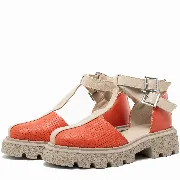 Sandale dama, Glemis, piele naturala - Model: IB-16850, Culoare: Portocaliu, Numar: 38