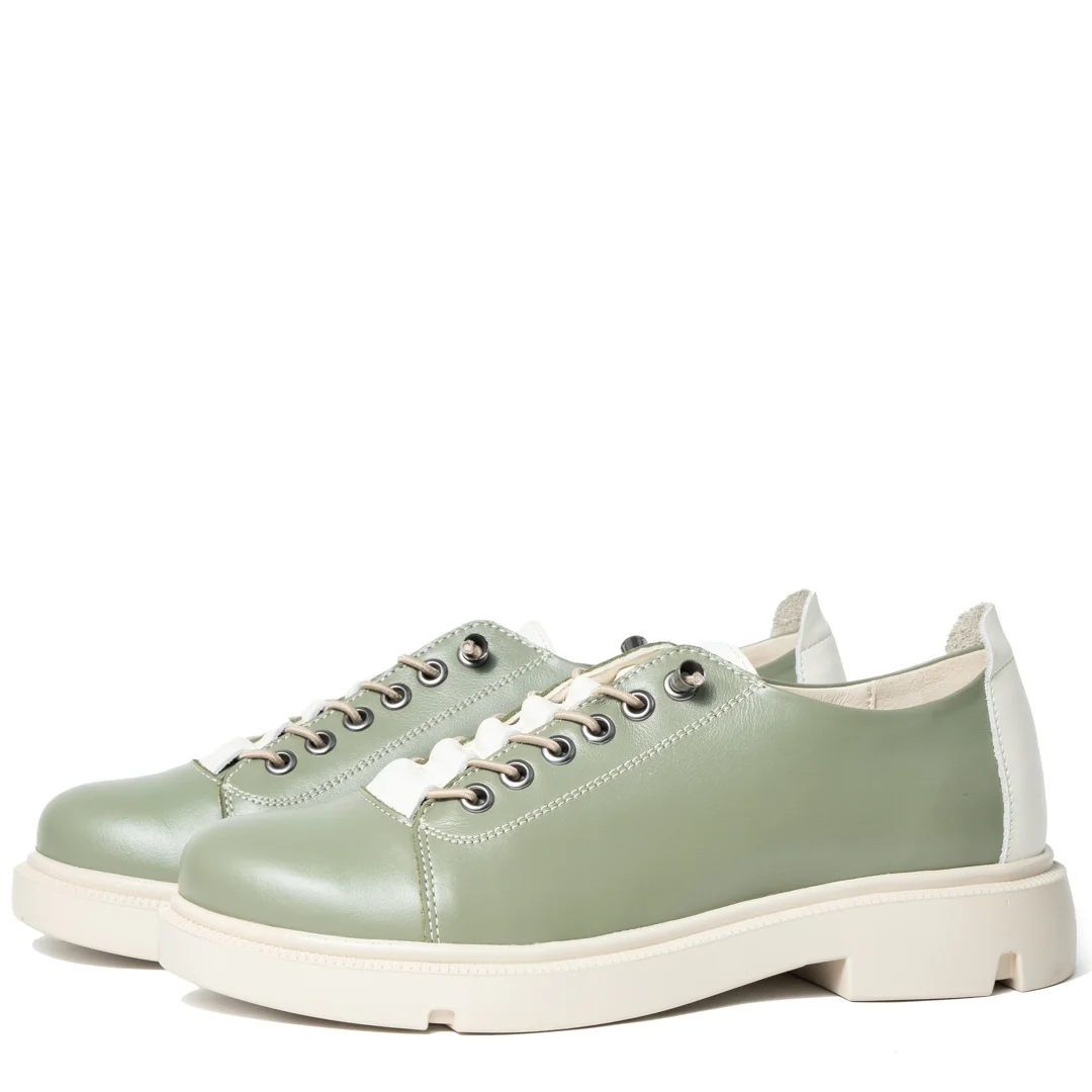 Pantofi casual dama, Glemis, piele naturala - Model: PS-norocos-1065, Culoare: Verde Bej Box, Marime: 38 (25.3 cm)