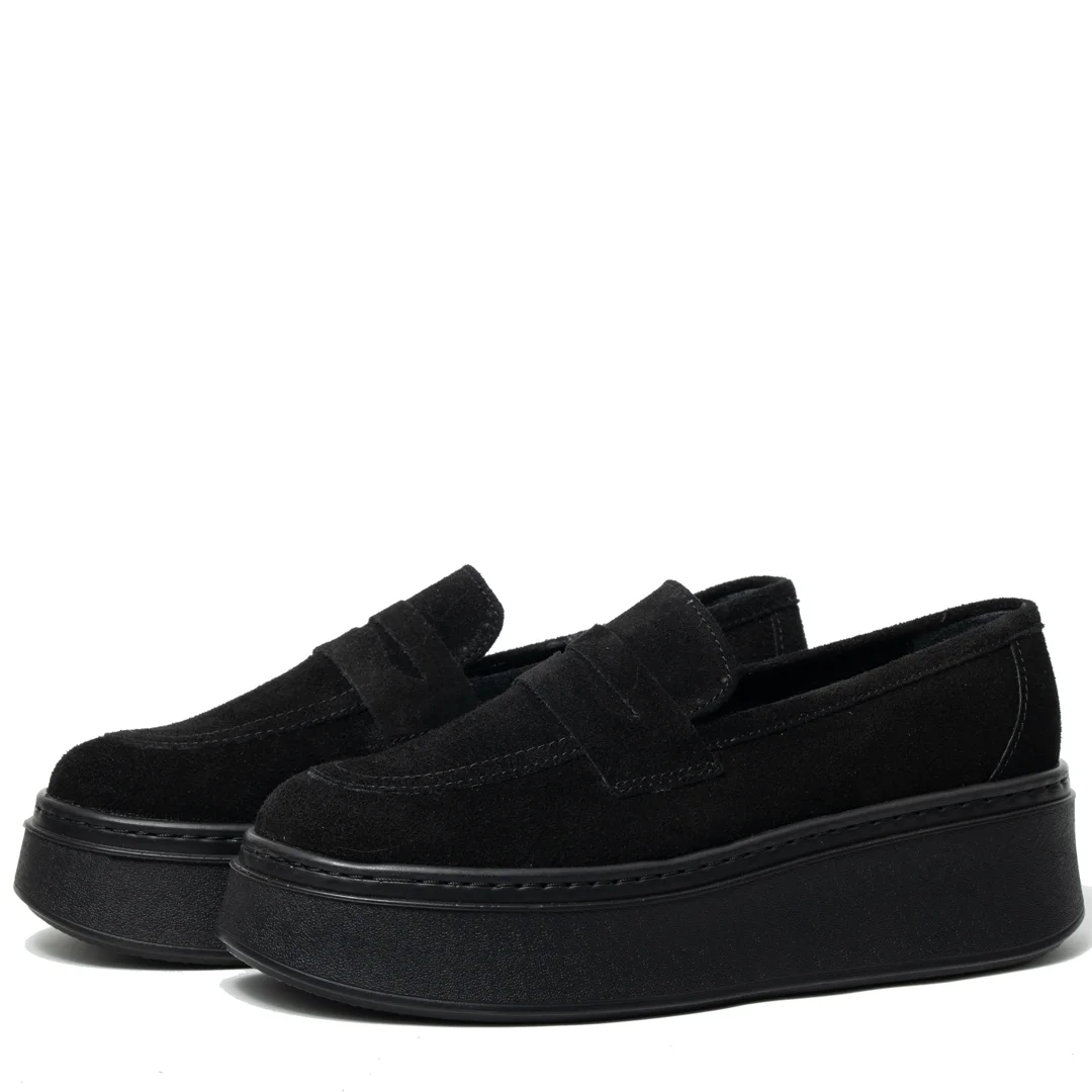 Pantofi casual dama, Glemis, piele naturala intoarsa - Model: IB-2630, Culoare: Negru, Marime: 38 (25 cm)