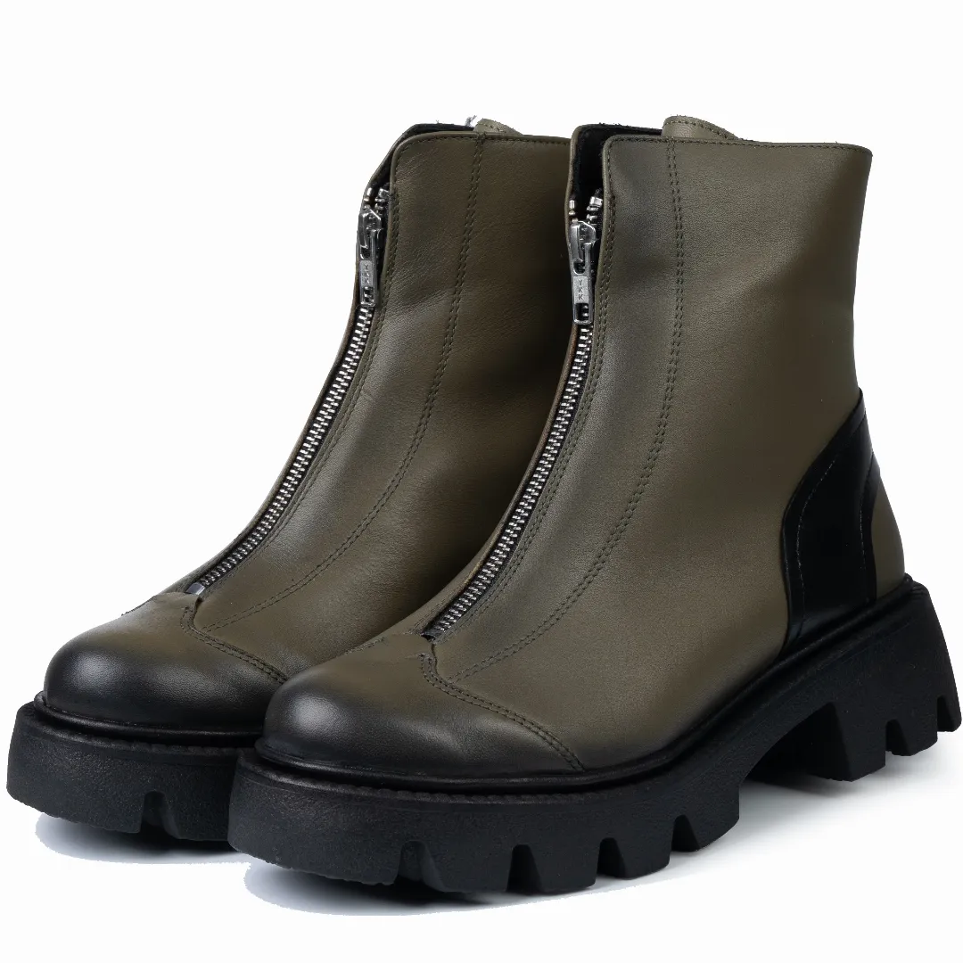 Ghete dama, Glemis, piele naturala - Cod: NE-363, Culoare: Verde Box, Marime: 38 (24.8 cm)