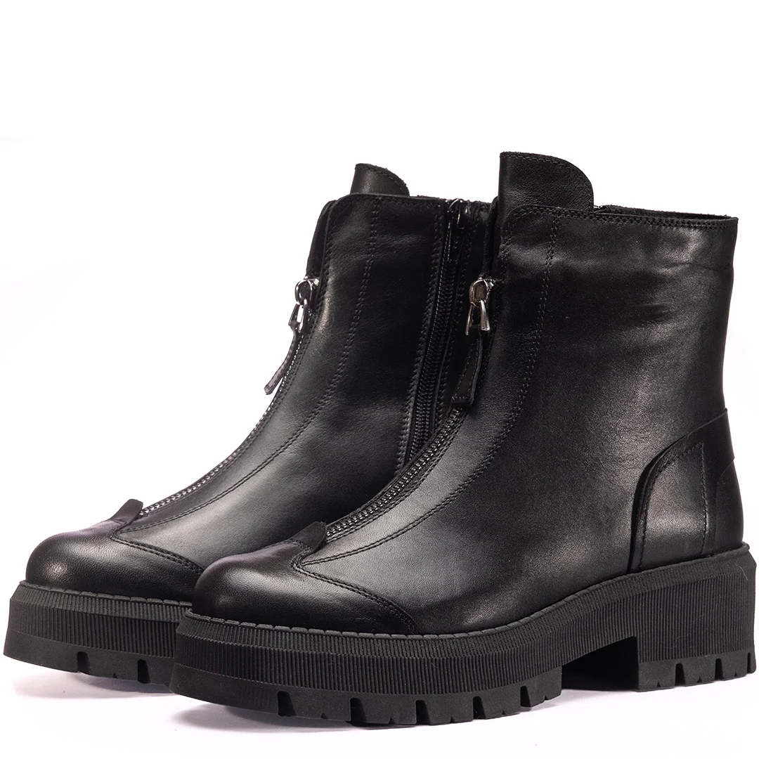 Ghete dama premium, Glemis, piele naturala - Cod: PS-1075-B, Culoare: Negru, Marime: 38