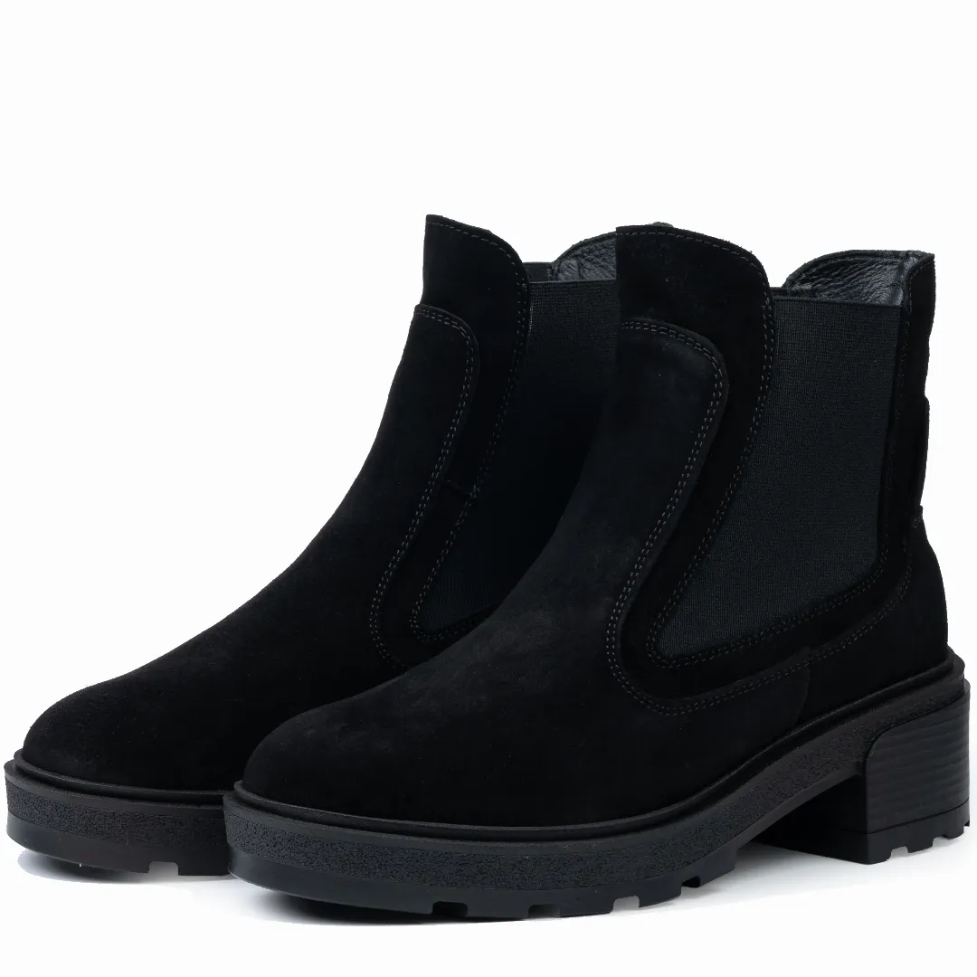 Ghete dama, Glemis, piele naturala - Model: PS-olivia-200, Culoare: Negru Velur, Marime: 38 (24.6 cm)