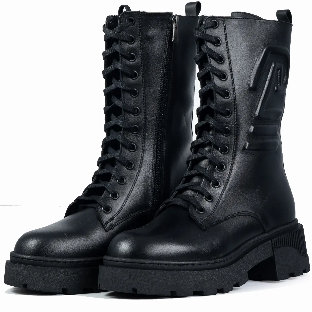 Ghete dama inalte, Glemis, piele naturala - Cod: AS-2425, Culoare: Negru Box, Marime: 38 (24.8 cm)