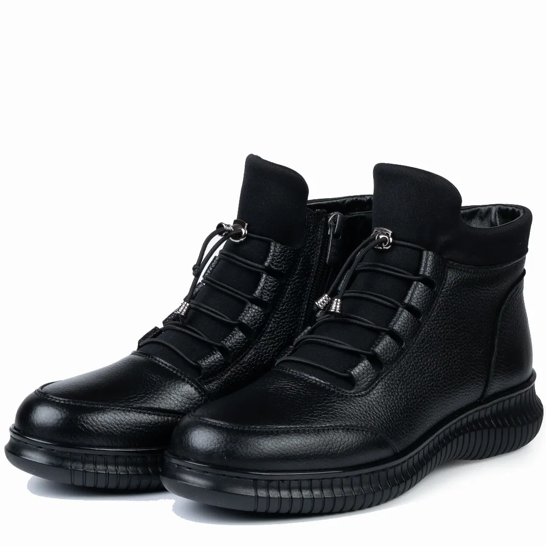 Ghete dama confort, Glemis, piele naturala - Cod: AS-296, Culoare: Negru Box, Marime: 38 (25.1 cm)