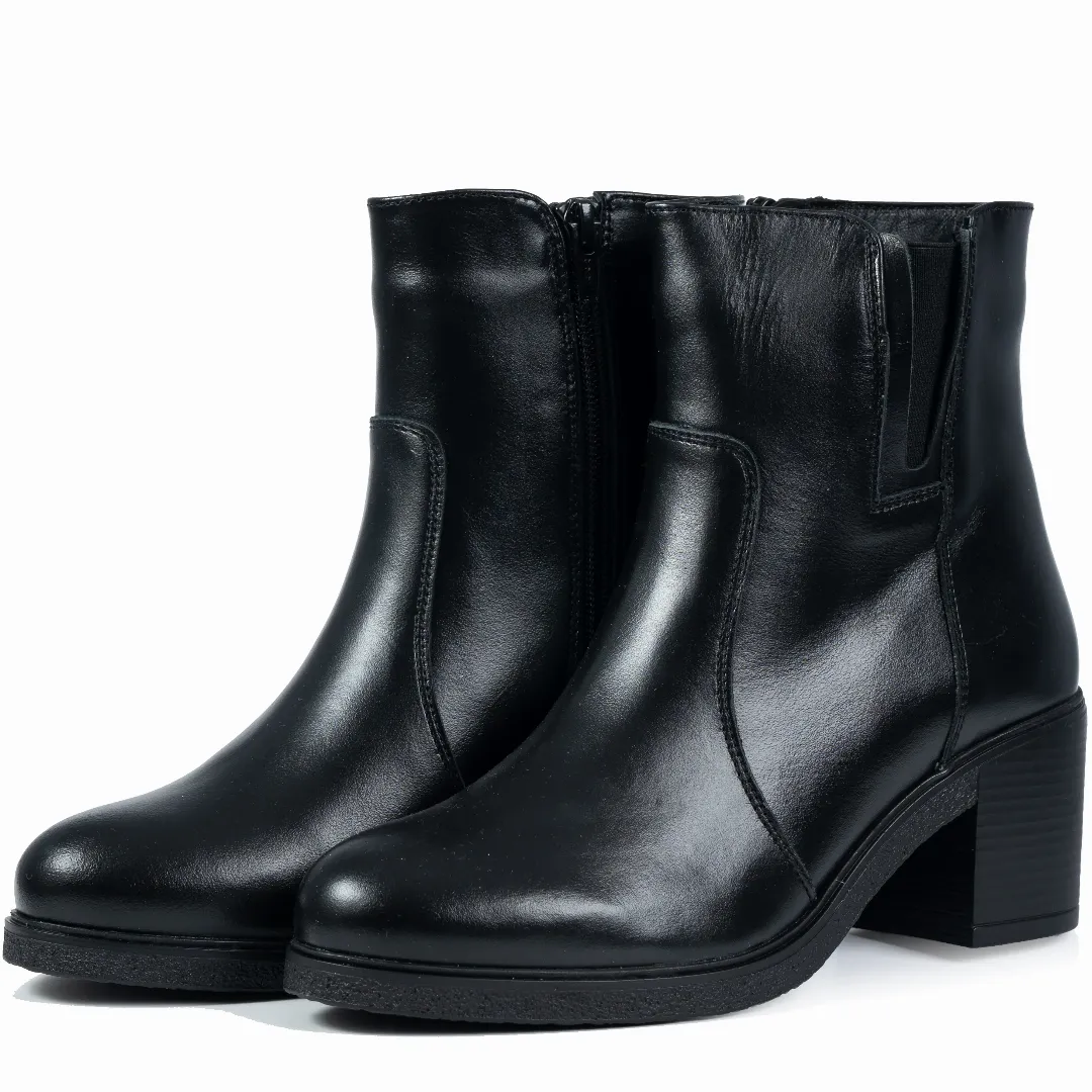 Ghete dama clasic, Glemis, piele naturala - Cod: PS-sila-690, Culoare: Negru Box, Marime: 38 (24 cm)