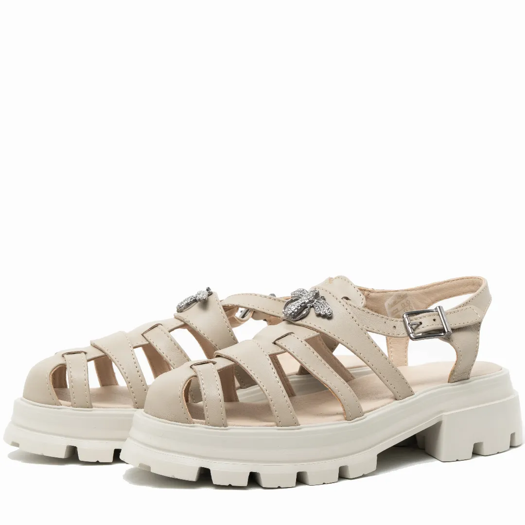 Sandale dama, Glemis, piele naturala - Model: IB-10060, Culoare: Bej, Numar: 38