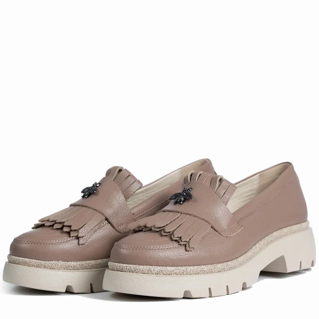 Mocasini dama, Glemis, piele naturala - Model: PS-ionela-1155, Culoare: Taupe Bizon, Marime: 38 (25 cm)