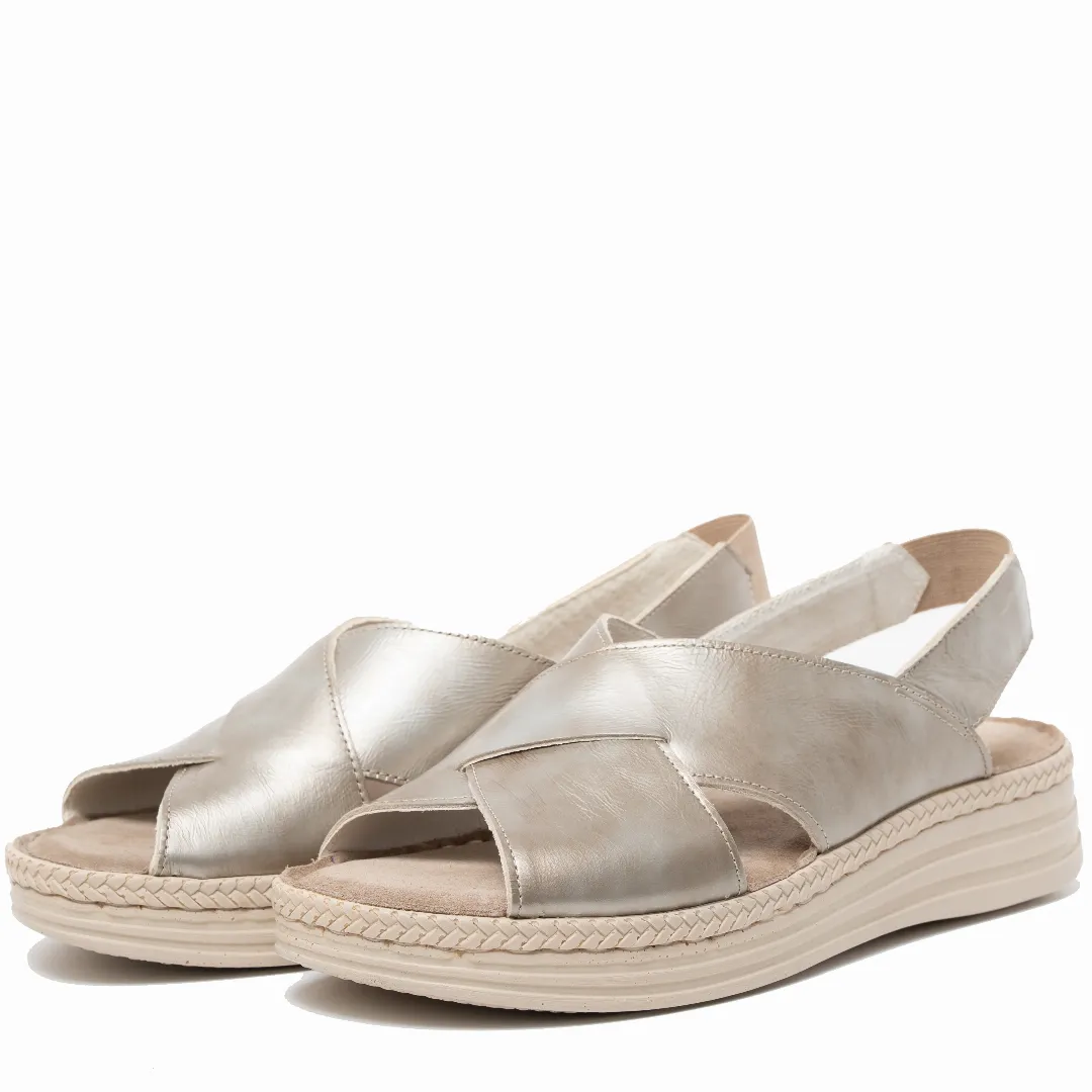 Sandale dama confort, Glemis, piele naturala - Model: Serina, Culoare: Argintiu Naplac, Marime: 38 (24.5 cm)