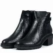 Botine dama, Glemis, piele naturala - Cod: NE-426, Culoare: Negru Box, Marime: 38 (24.6 cm)