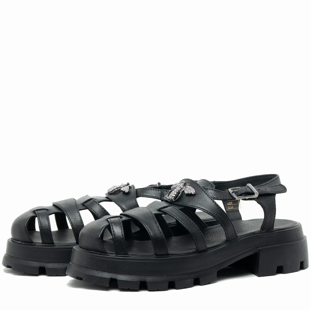 Sandale dama, Glemis, piele naturala - Model: IB-10060, Culoare: Negru, Numar: 38