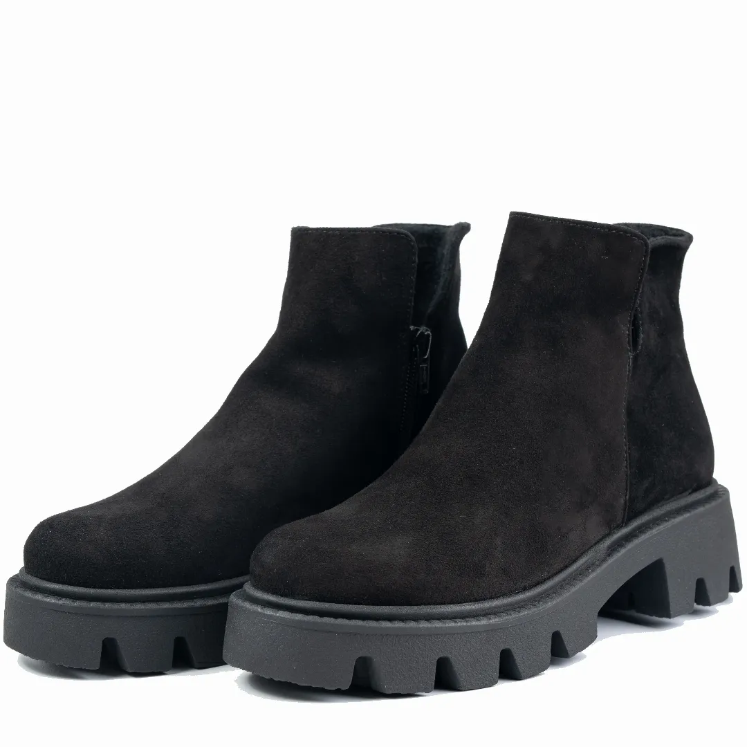 Ghete dama smart office, Glemis, piele naturala - Cod: IB-4000, Culoare: Negru Velur, Marime: 38 (24.5 cm)