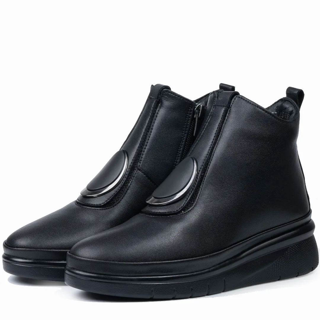 Ghete dama, Glemis, piele naturala - Cod: AS-2508, Culoare: Negru Box, Marime: 38 (24.8 cm)