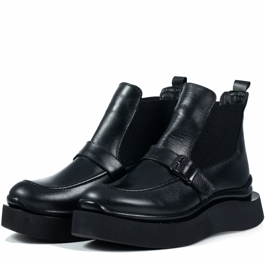 Ghete dama, Glemis, piele naturala - Cod: AS-2525-21, Culoare: Negru Box, Marime: 38 (24.9 cm)