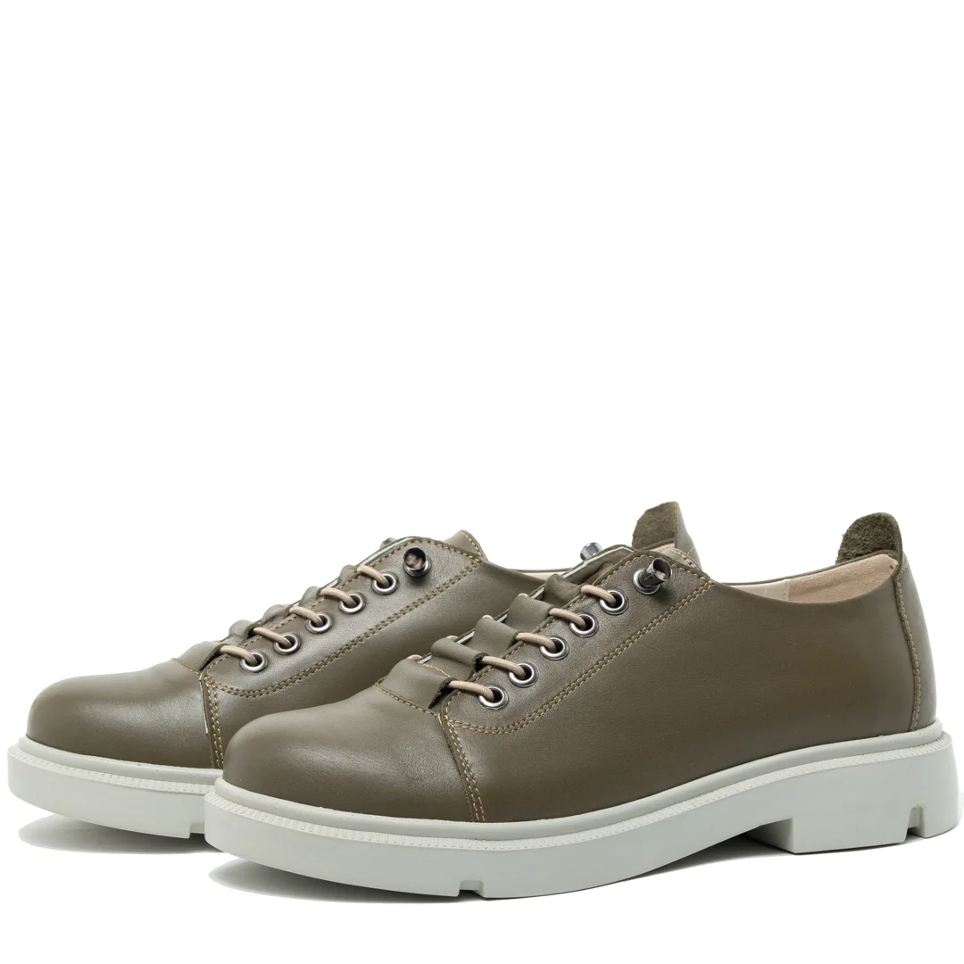 Pantofi casual dama, Glemis, piele naturala - Model: PS-norocos-1065, Culoare: Kaki Box, Marime: 38 (25.3 cm)