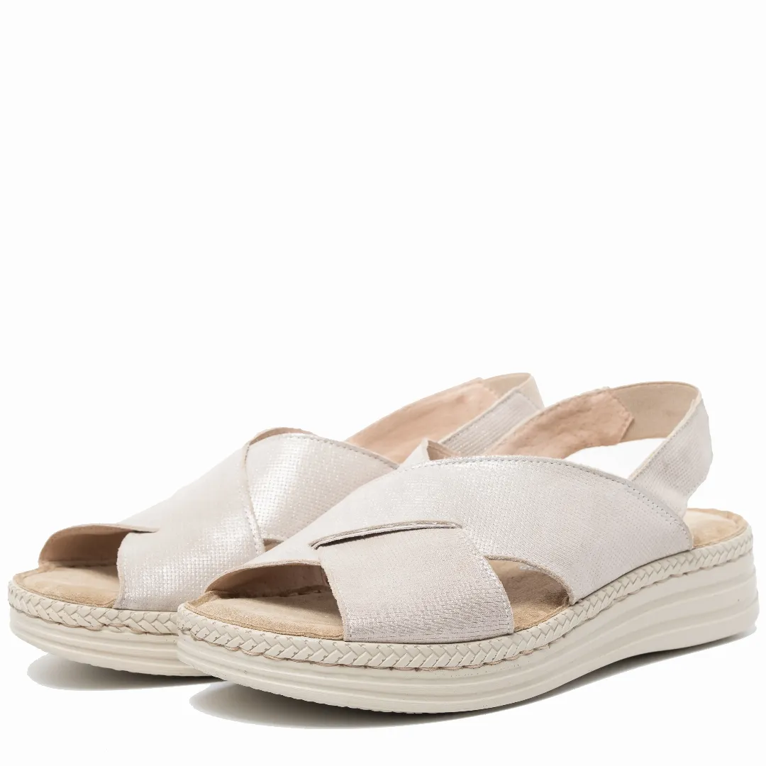 Sandale dama confort, Glemis, piele naturala - Model: Serina, Culoare: Argintiu, Marime: 38 (24.5 cm)