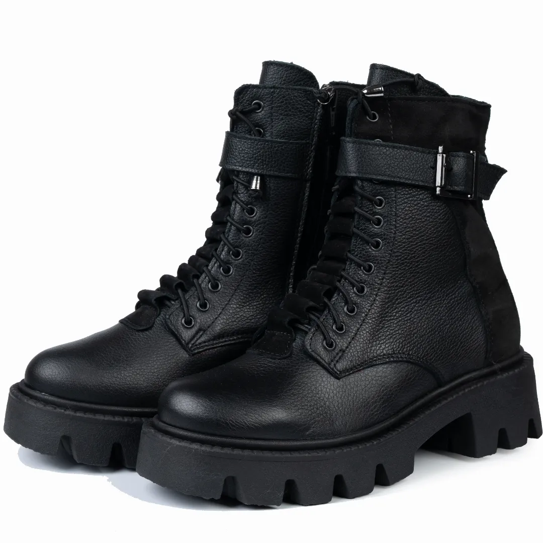 Ghete dama, Glemis, piele naturala - Cod: IB-760, Culoare: Negru Bizon, Marime: 38 (25 cm)