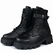 Ghete dama, Glemis, piele naturala - Cod: IB-760, Culoare: Negru Bizon, Marime: 38 (25 cm)