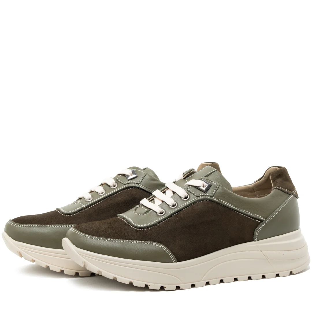 Pantofi casual dama, Glemis, piele naturala - Model: PS-bela-980, Culoare: Kaki Velur, Marime: 38 (24.7 cm)