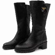 Cizme dama gamba groasa, Glemis, piele naturala - Model: GAMBA XL, Culoare: Negru Box, Marime: 38 (25.2 cm)