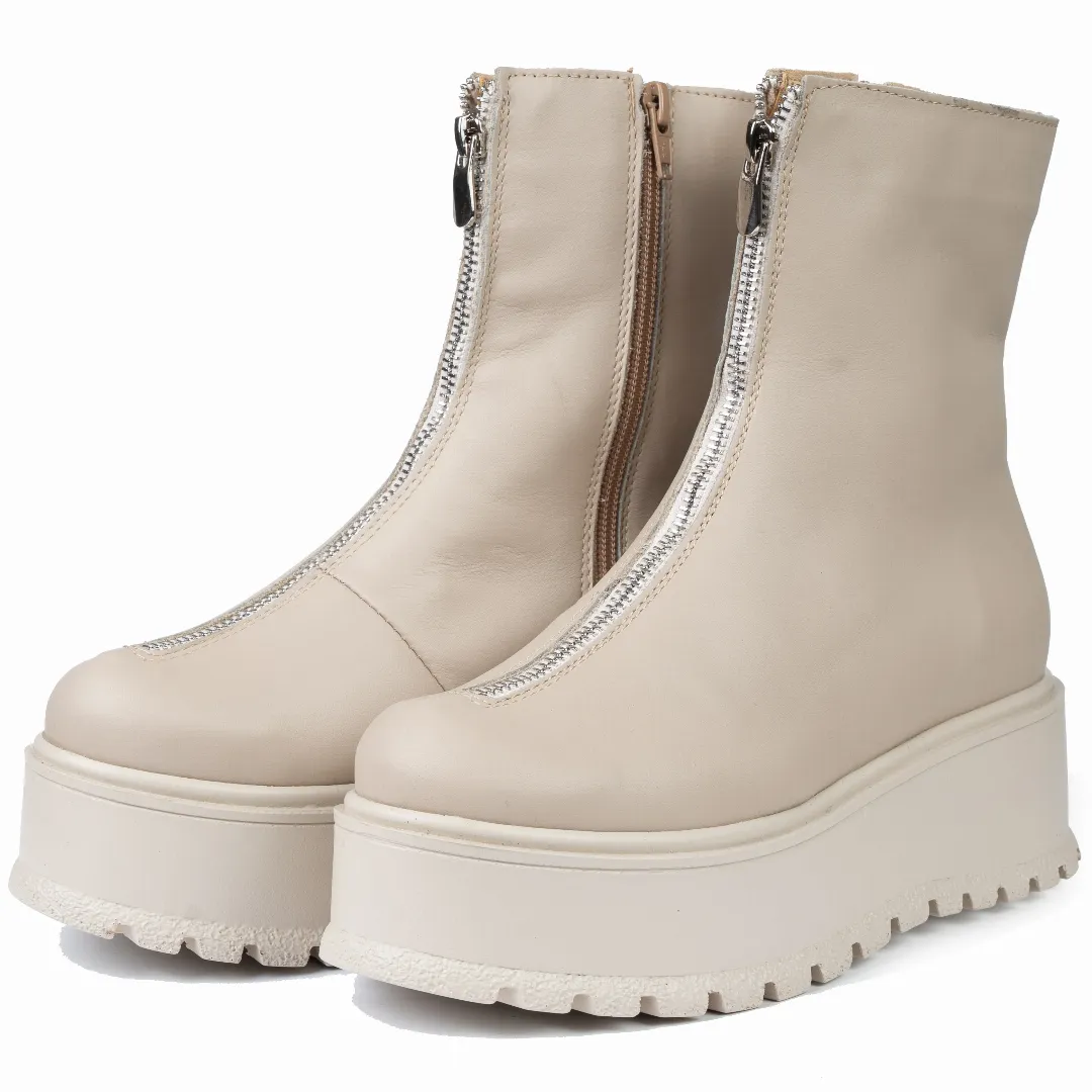 Ghete dama, Glemis, piele naturala - Cod: IB-765, Culoare: Bej Box, Marime: 38 (24.2 cm)