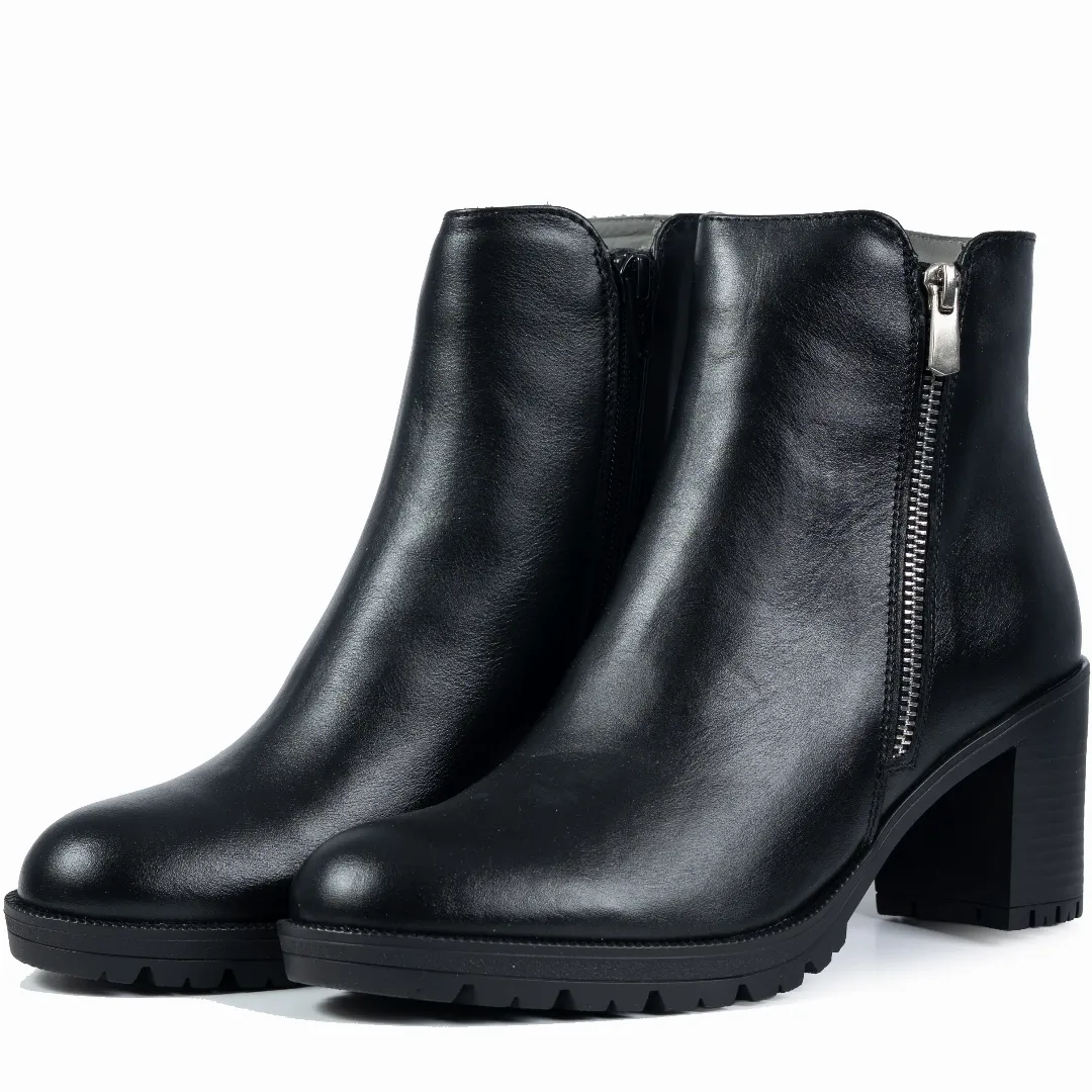 Ghete dama clasic, Glemis, piele naturala - Cod: PS-athena-160, Culoare: Negru Box, Marime: 38 (24.6 cm)