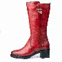 Cizme dama gamba groasa, Glemis, piele naturala - Model: GAMBA, Culoare: Rosu Box, Marime: 38 (25.2 cm)