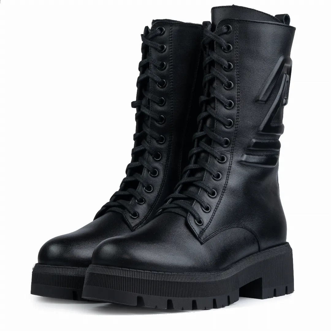 Ghete dama inalte, Glemis, piele naturala - Model: AS-florida-2425, Culoare: Negru Box, Marime: 38 (25.1 cm)