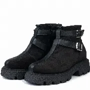 Ghete dama, Glemis, piele naturala intoarsa - Cod: IB-4350, Culoare: Negru velur, Marime: 38 (25.2 cm)