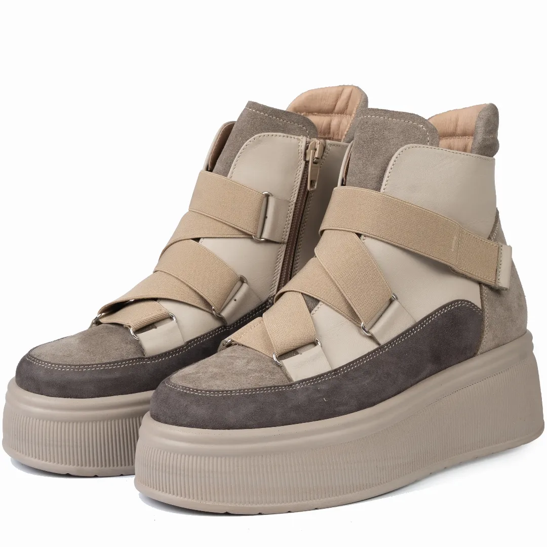 Ghete dama casual premium, Glemis, piele naturala - Cod: IB-4400, Culoare: Bej, Marime: 38 (25.4 cm)