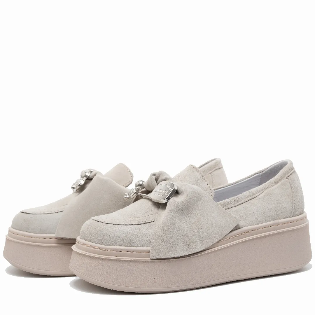 Pantofi dama, Glemis, piele naturala intoarsa - Model: IB-2635, Culoare: Bej, Marime: 38 (25 cm)