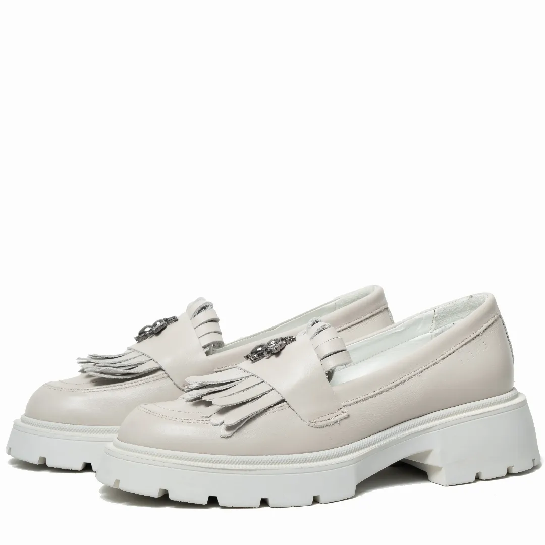 Mocasini dama, Glemis, piele naturala - Cod: 655, Culoare: Alb natur, Marime: 38