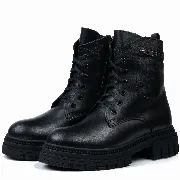 Ghete dama, Glemis, piele naturala - Cod: AS-2404, Culoare: Negru Box, Marime: 38 (24.8 cm)