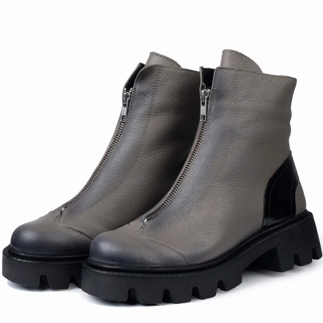 Ghete dama, Glemis, piele naturala - Cod: NE-363, Culoare: Gri Bizon, Marime: 38 (24.8 cm)