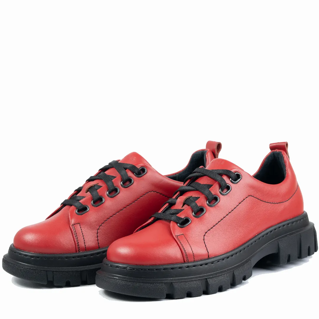 Pantofi casual dama, Glemis, piele naturala - Cod: 665, Culoare: Rosu Box, Marime: 38