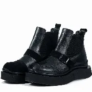 Ghete dama, Glemis, piele naturala - Cod: AS-2525-21, Culoare: Negru Box Velur, Marime: 38 (24.9 cm)