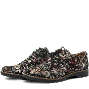 Pantofi casual dama, Glemis, piele naturala - Model: AN-1240-K, Culoare: Negru floral, Marime: 38 (24.7 cm)