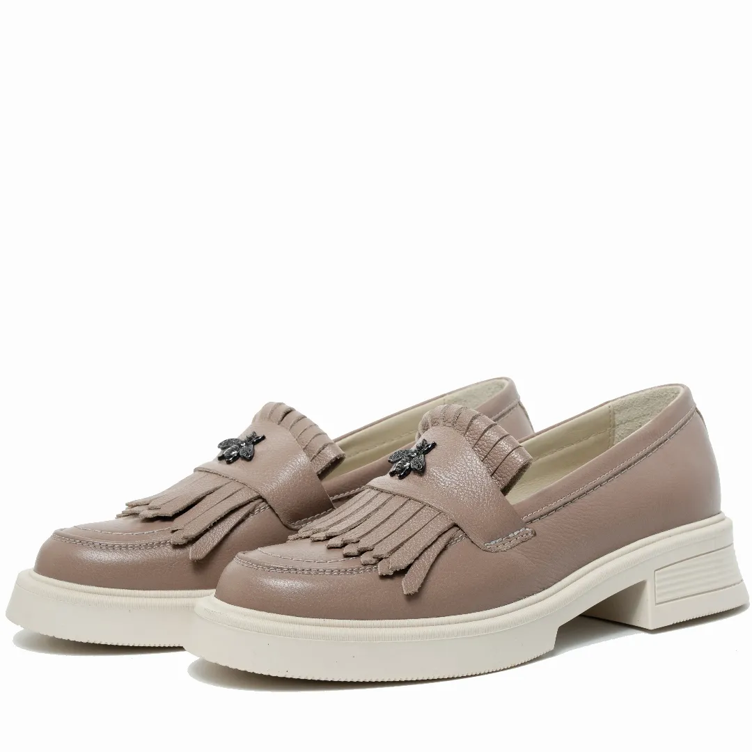 Mocasini dama, Glemis, piele naturala - Model: PS-cloe-1155, Culoare: Taupe Bizon, Marime: 38 (24.8 cm)