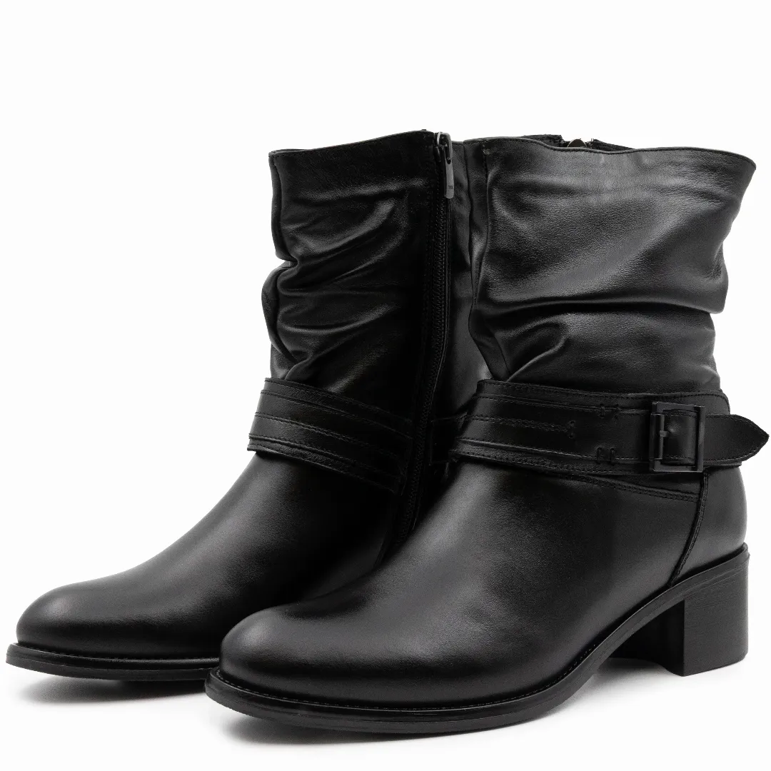 Botine dama, Glemis, piele naturala - Cod: AS-2447, Culoare: Negru Box, Marime: 38 (25.4 cm)