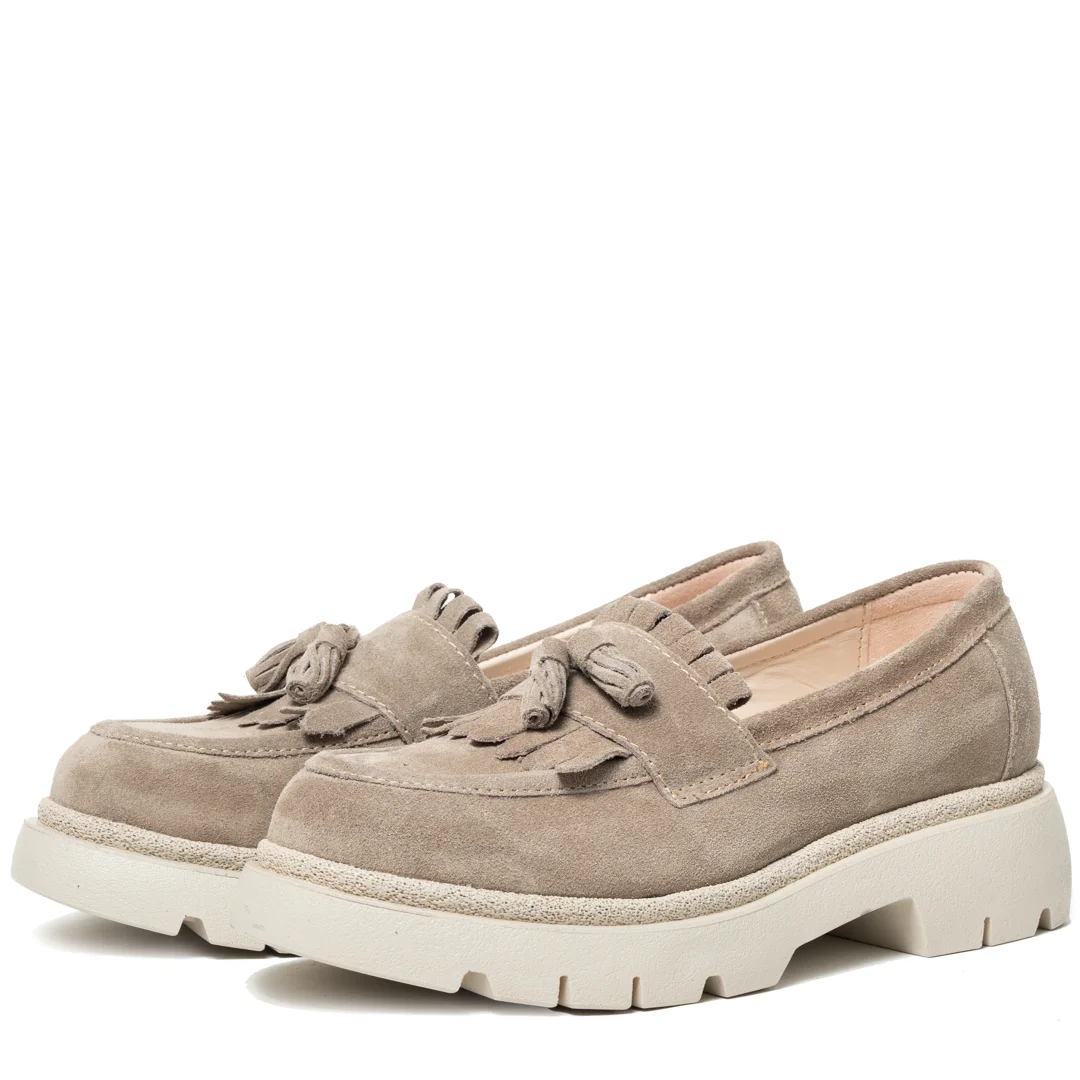 Pantofi casual dama, Glemis, piele naturala intoarsa - Model: IB-2605, Culoare: Bej, Marime: 38 (25 cm)