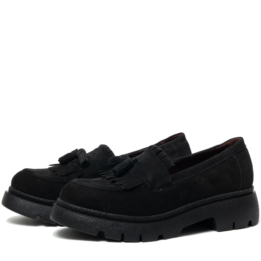 Pantofi casual dama, Glemis, piele naturala intoarsa - Model: IB-2605, Culoare: Negru, Marime: 38 (25 cm)