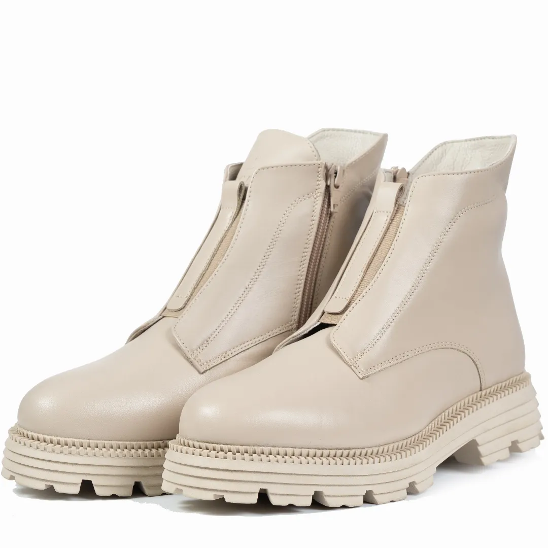 Ghete dama, Glemis, piele naturala - Cod: NE-423, Culoare: Bej Box, Marime: 38 (25.2 cm)