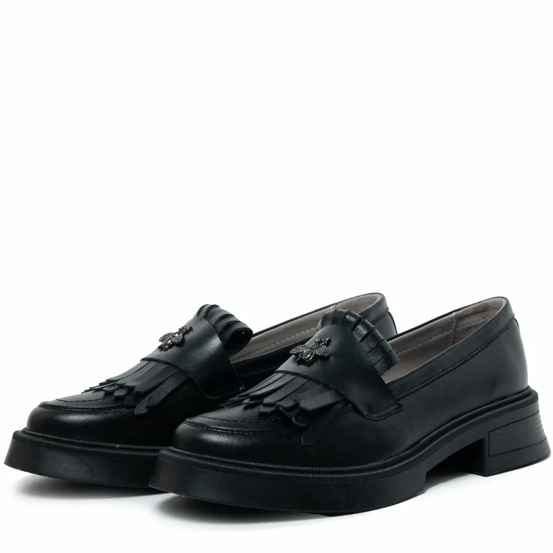 Mocasini dama, Glemis, piele naturala - Model: PS-cloe-1155, Culoare: Negru Box, Marime: 38 (24.8 cm)