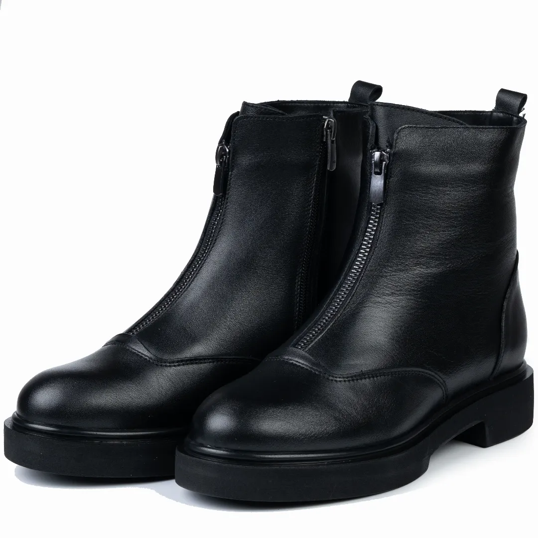 Ghete dama, Glemis, piele naturala - Cod: AS-2327, Culoare: Negru Box, Marime: 38 (25.1 cm)