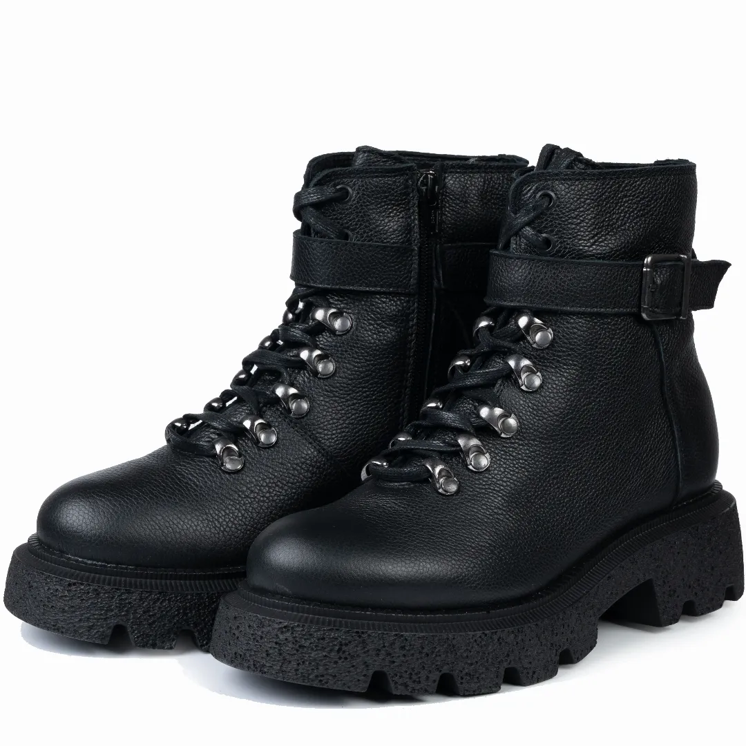 Ghete dama, Glemis, piele naturala - Cod: IB-920, Culoare: Negru Bizon, Marime: 38 (25.2 cm)