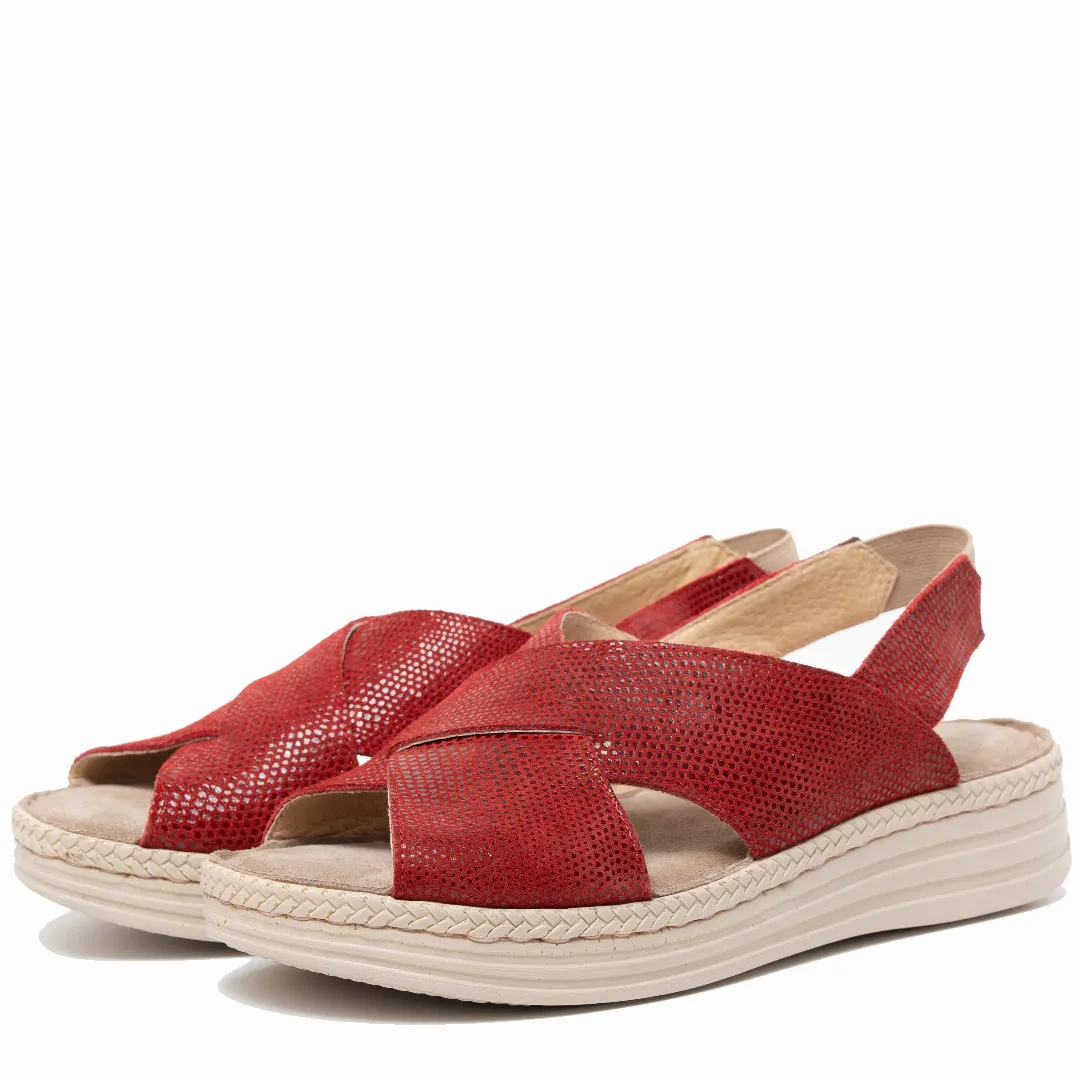 Sandale dama confort, Glemis, piele naturala - Model: Serina, Culoare: Rosu, Marime: 38 (24.5 cm)